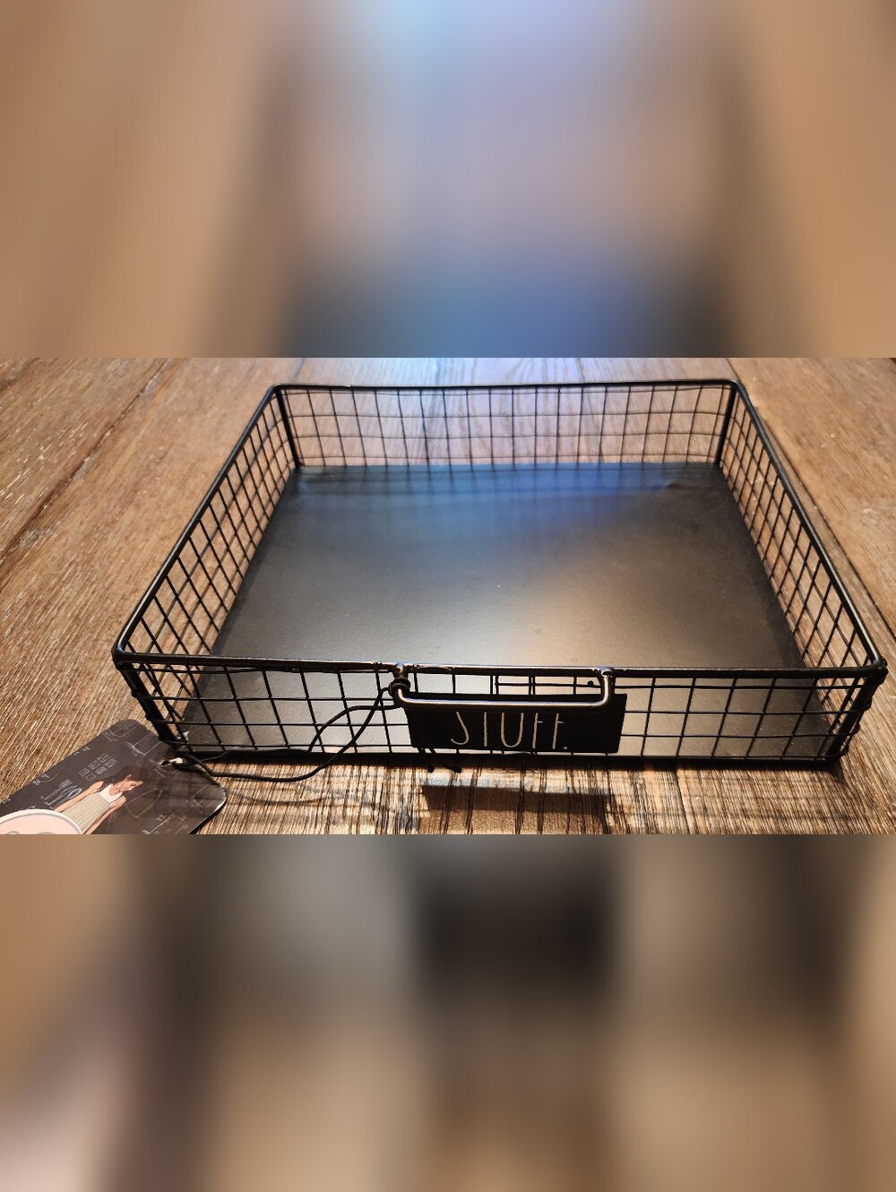 NWT Rae Dunn "Stuff" Black Wire Tray, 10"×8"×2"